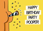 Verjaardagskaart man grappig Happy birthday party pooper